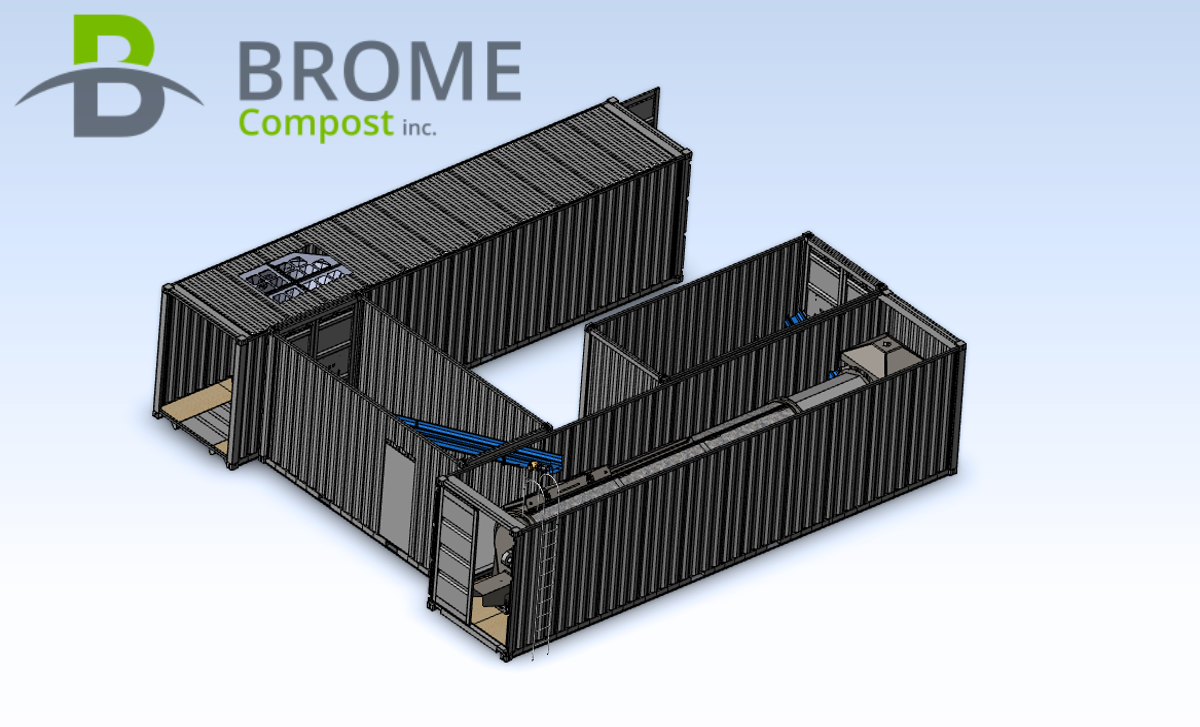 Diagramme d'un système de compostage industriel en conteneurs